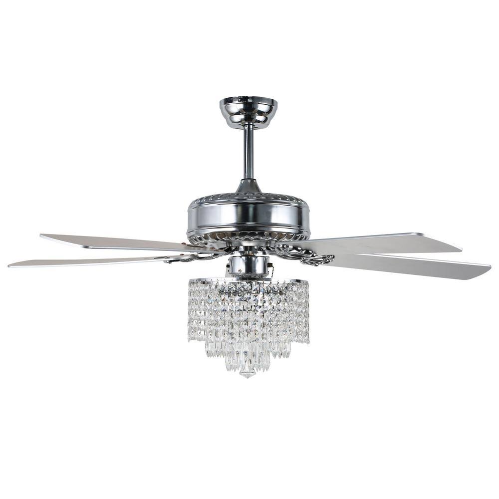 Chrome Crystal Ceiling Fan with Light Kit and Remote Control G24677