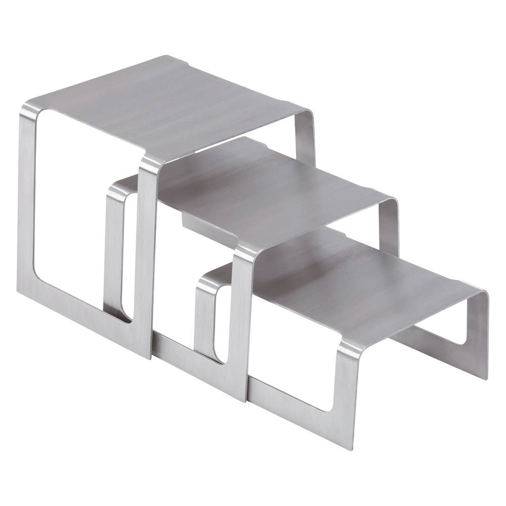 Set of Three Brushed Stainless Steel Square Buffet Risers R79268