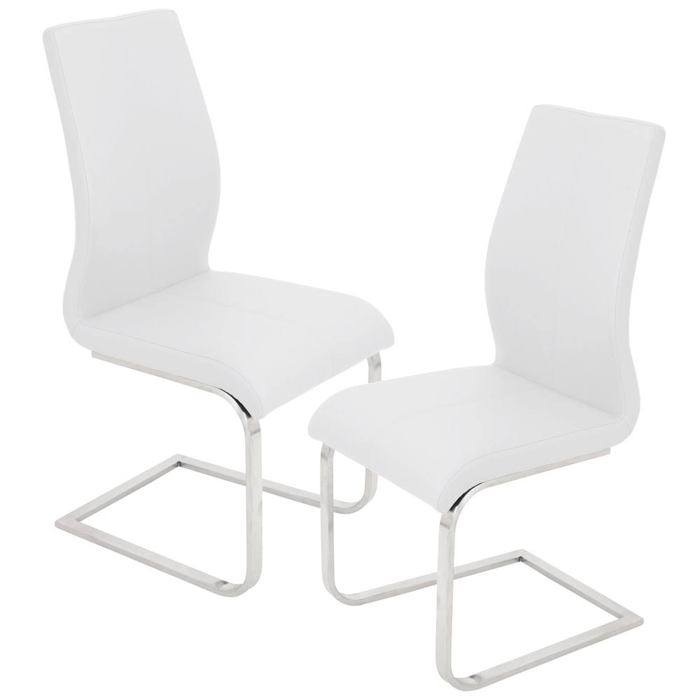 White Leather Dining Chair Set of 2 O4182