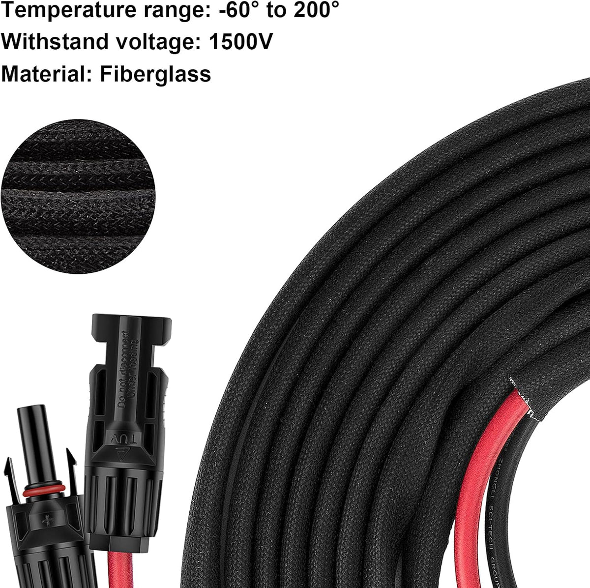 6FT 10AWG Solar Extension Cable with Female and Male Connector P544310