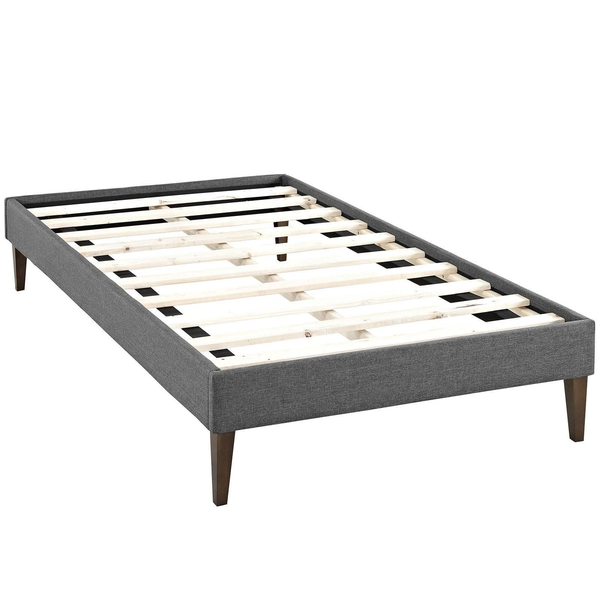 Twin Fabric Bed Frame with Squared Tapered Legs, Light Gray G101