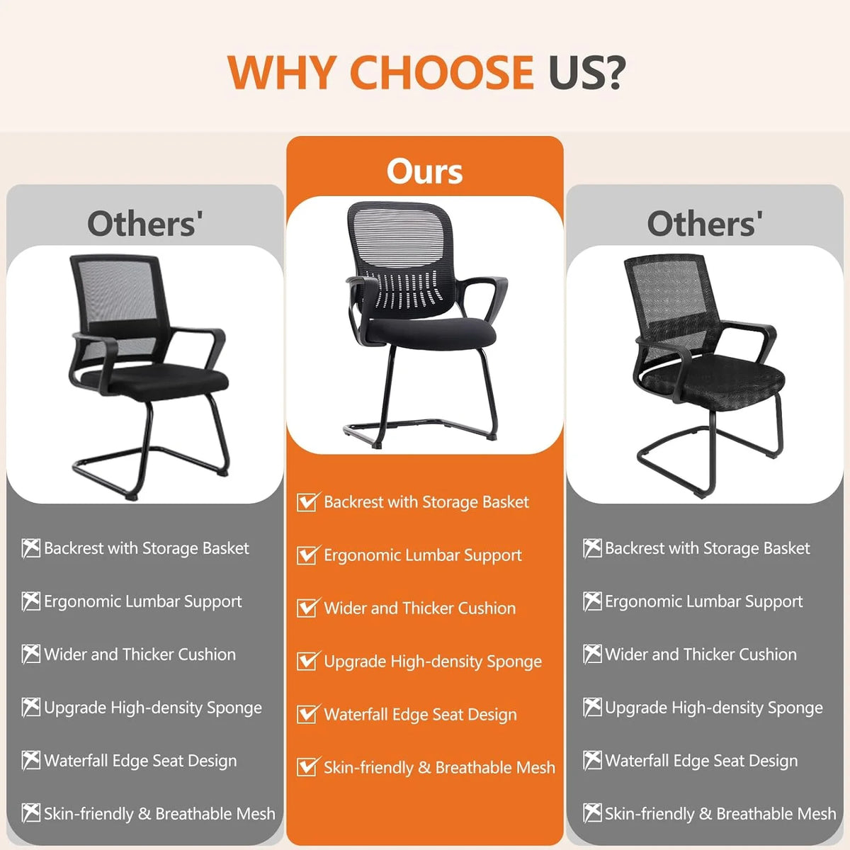 Black Mesh Ergonomic Computer Desk Chair Set of 2 D3752