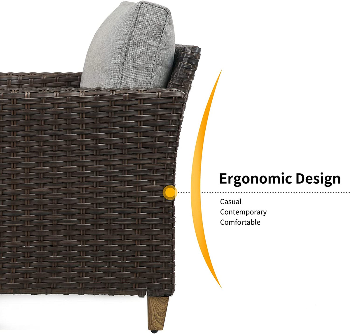 Patio Wicker Sectional Sofa with Thick Cushions and Steel Frame N1685