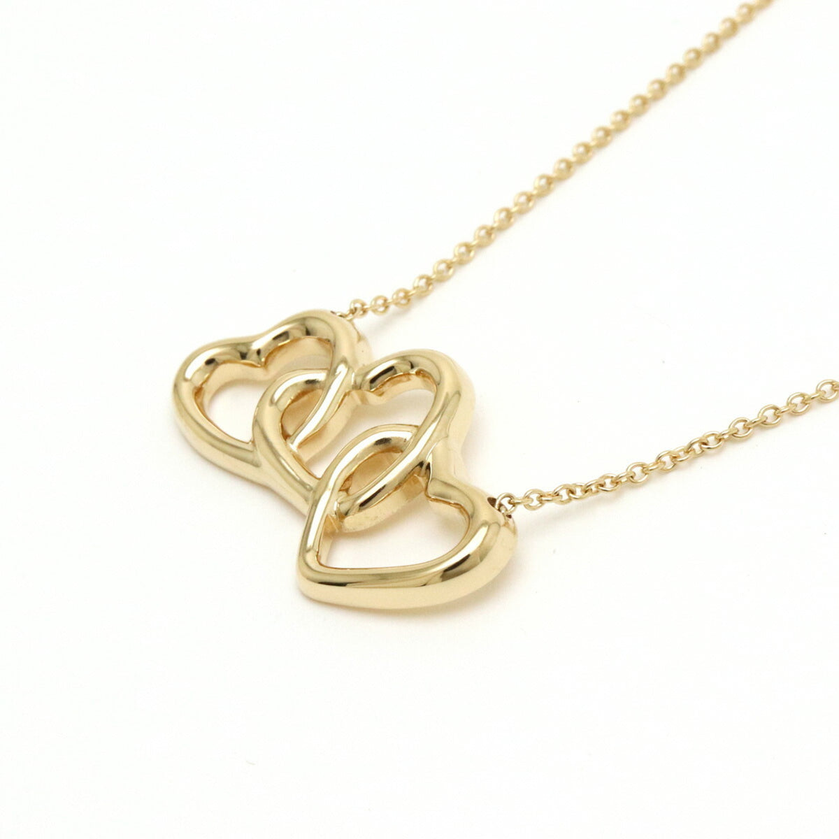 Tiffany Triple Open Heart Pendant Necklace Yellow Gold Q2341