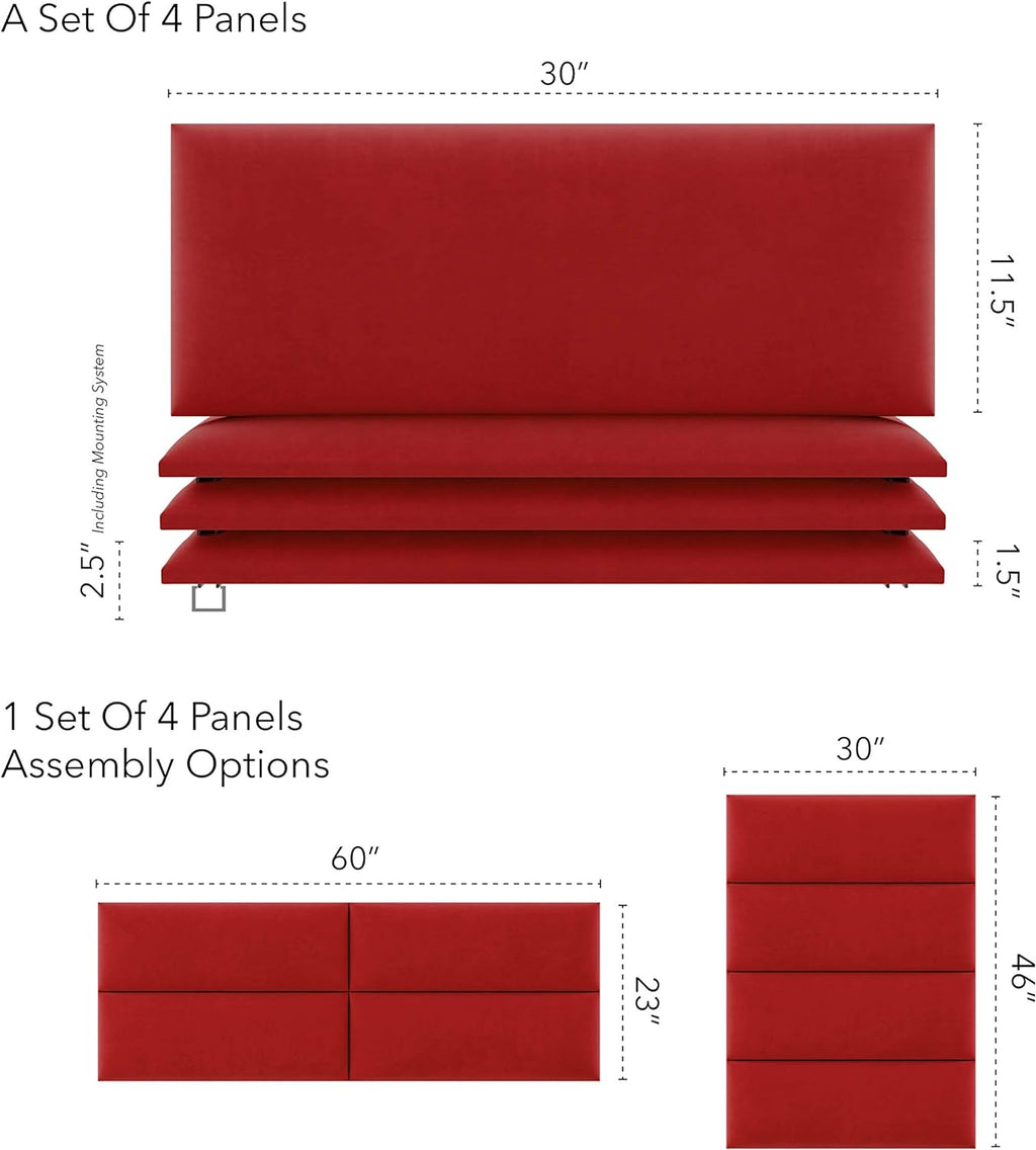 Red Melon Micro Suede Queen/Full Set Of 4 Panels Headboards L805623