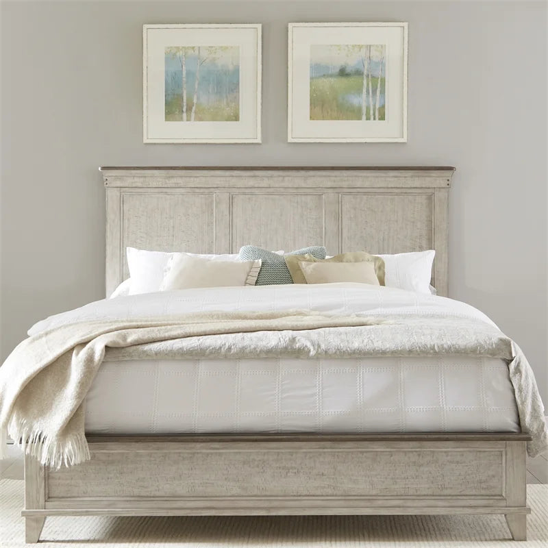 Queen Panel Bed in Weathered Linen K94130