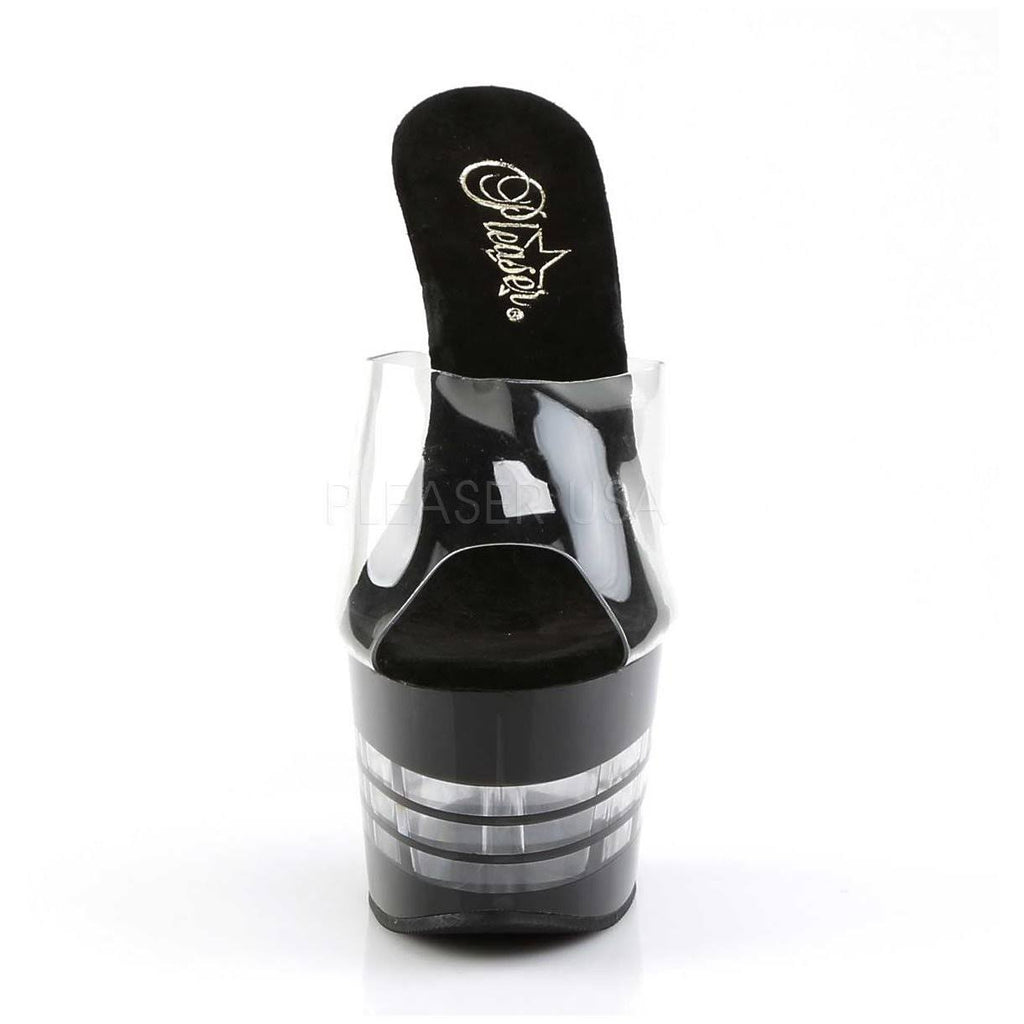Clear Black Ankle Strap Sandals Z7602