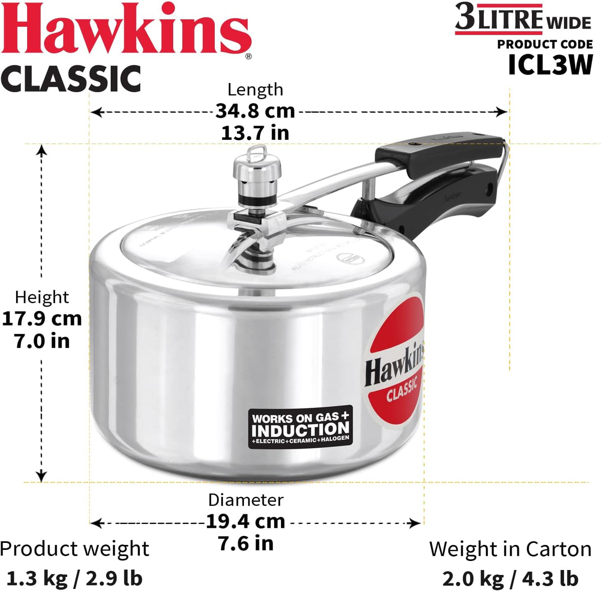 3 liter aluminum pressure cooker N98588