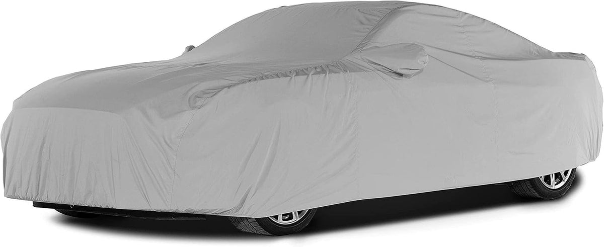 Heavy-Duty Polyester Car Cover with Mesh Vent and Elastic Hem U41017