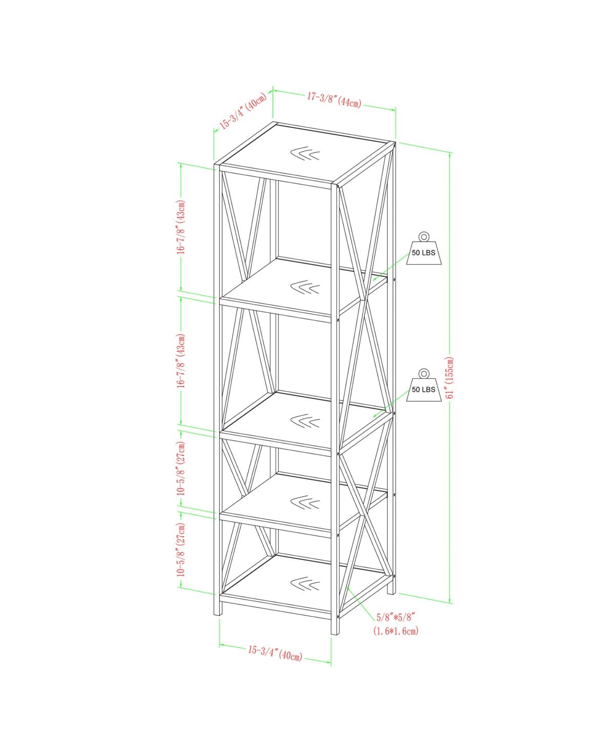 Brown Metal Wood Bookcase F54449