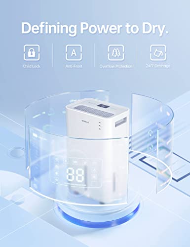 Dehumidifier with Auto or Manual Drainage, 36 db Noise Reducing, 3 Operation Modes O23159