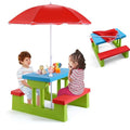 Kids Plastic Picnic Table with Umbrella Q81497