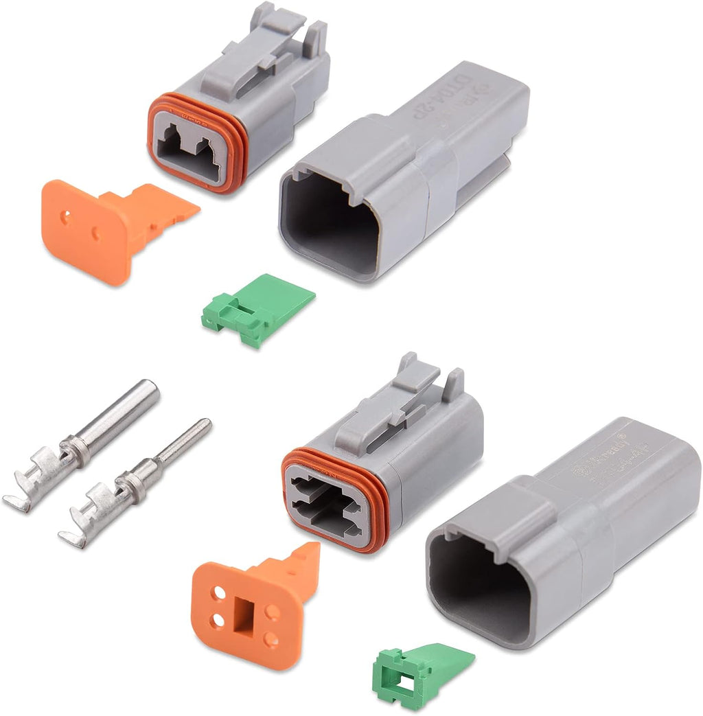 Gray 2 Pin Waterproof Connector Kit with 88 PCS Stamped Formed Contacts R112