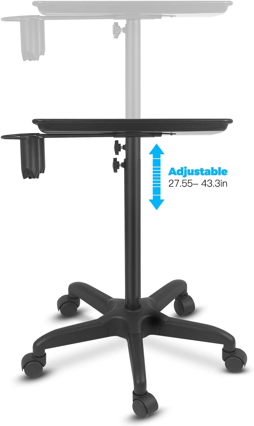 Black Height Adjustable Aluminum Salon Tray Cart U2079
