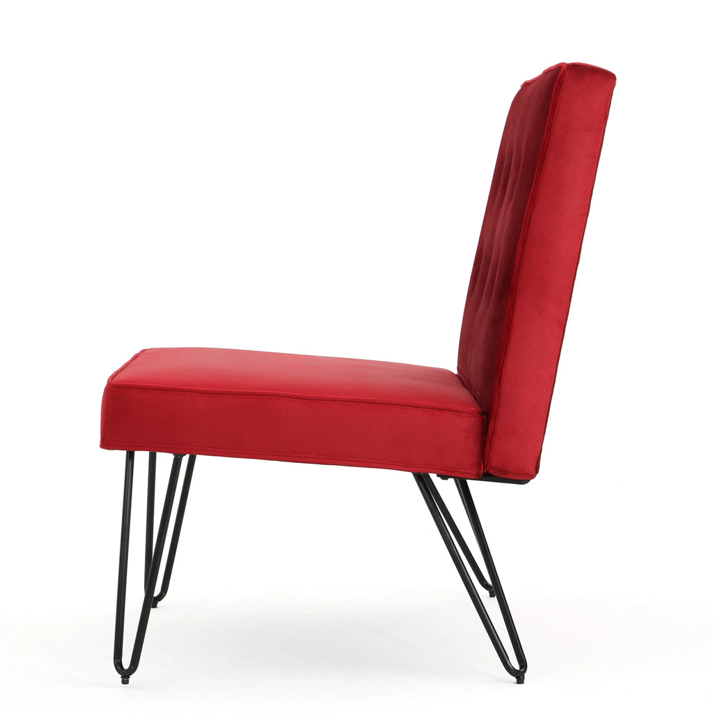 Berry and Black Velvet Accent Chair W530