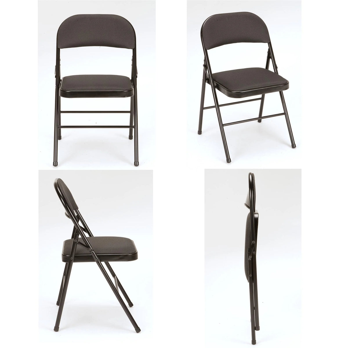 Black Fabric Padded Folding Chair 4 Count P192774