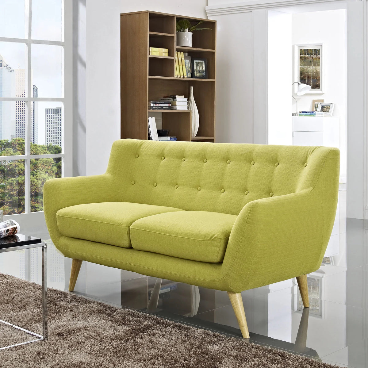 Green Fabric Loveseat K979478