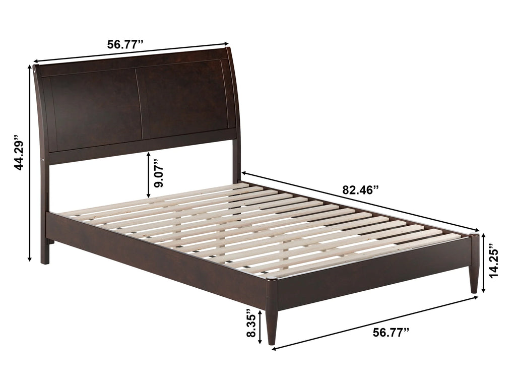 Full Solid Wood Low Profile Sleigh Platform Bed A9581