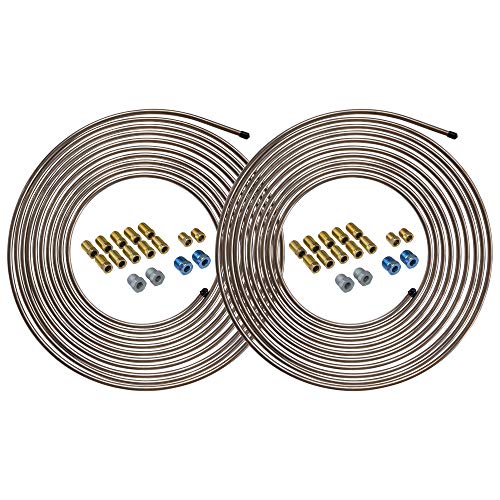 25 ft 1/4 Copper-Nickel Brake Line Tubing Coil and Fitting Kit B763514
