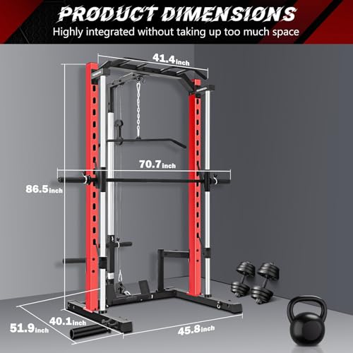 Smith Machine Squat Rack with LAT-Pull Down and Cable Crossover L555076