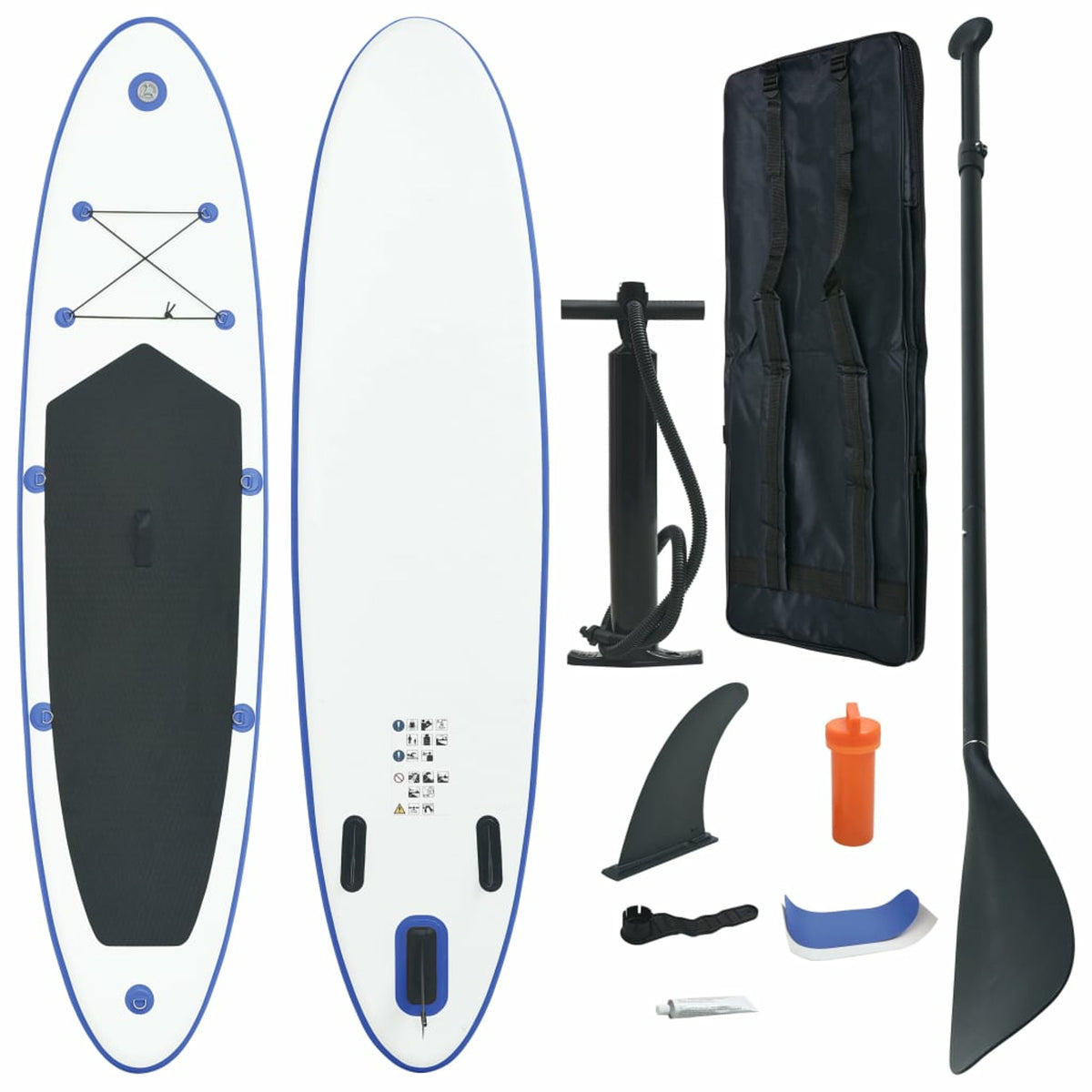 Blue and White Inflatable Paddle Board Set W8155