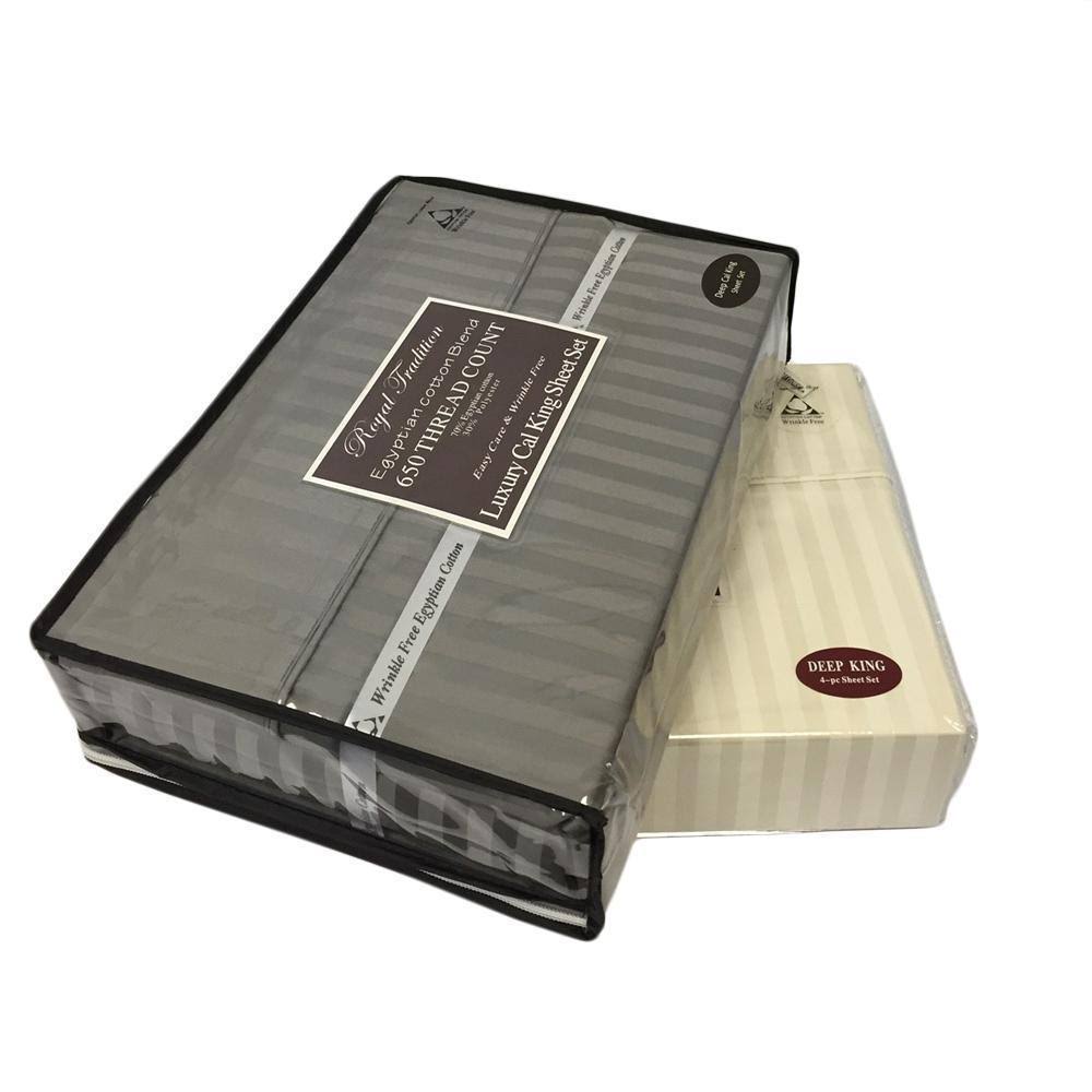 King / Ivory Striped Sheet Set C362