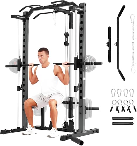 Smith Machine Squat Rack with LAT-Pull Down and Cable Crossover L555076