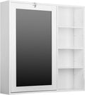 White Fold-Out Convertible Desk with Storage Cabinet and Shelves G8063