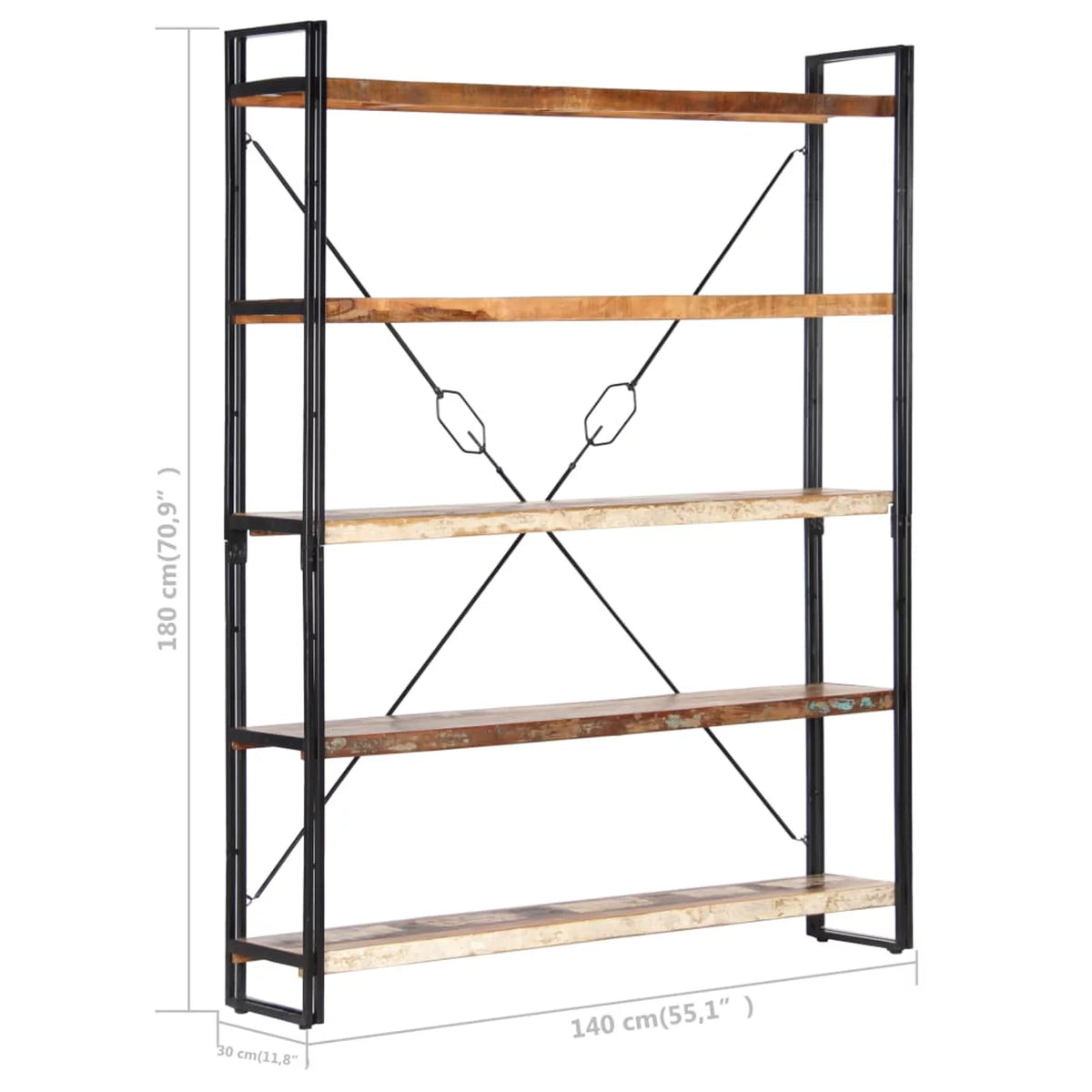 5-Tier Solid Reclaimed Wood Bookcase M83588