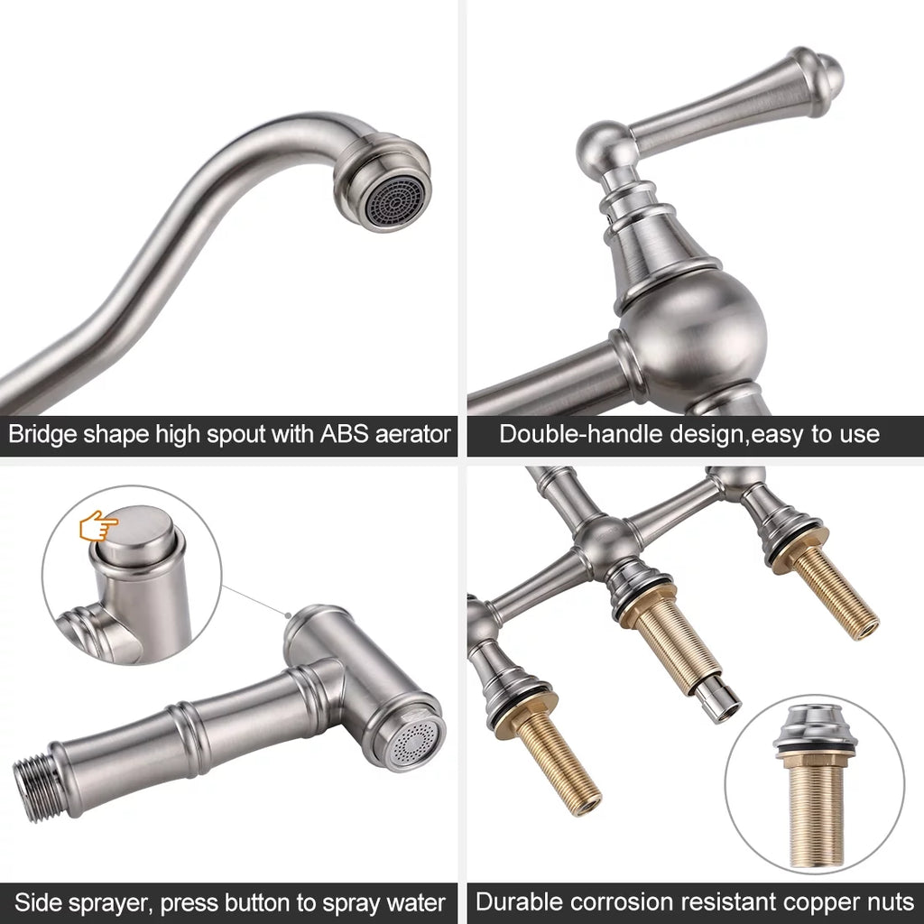Brushed Nickel Kitchen Faucet with Side Sprayer E2420