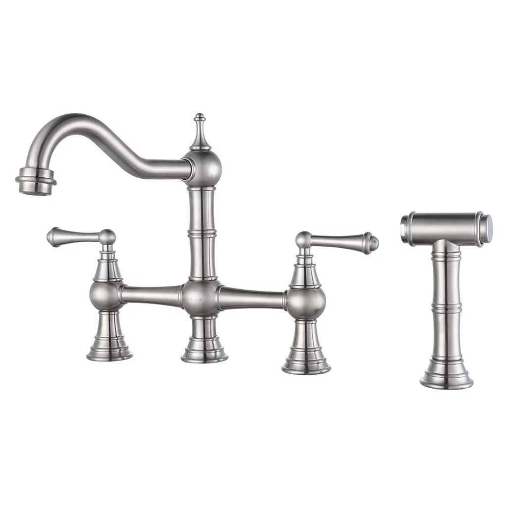 Brushed Nickel Kitchen Faucet with Side Sprayer E2420