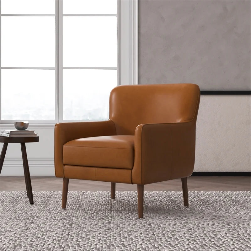 Tan Leather Tufted Accent Armchair Y2390