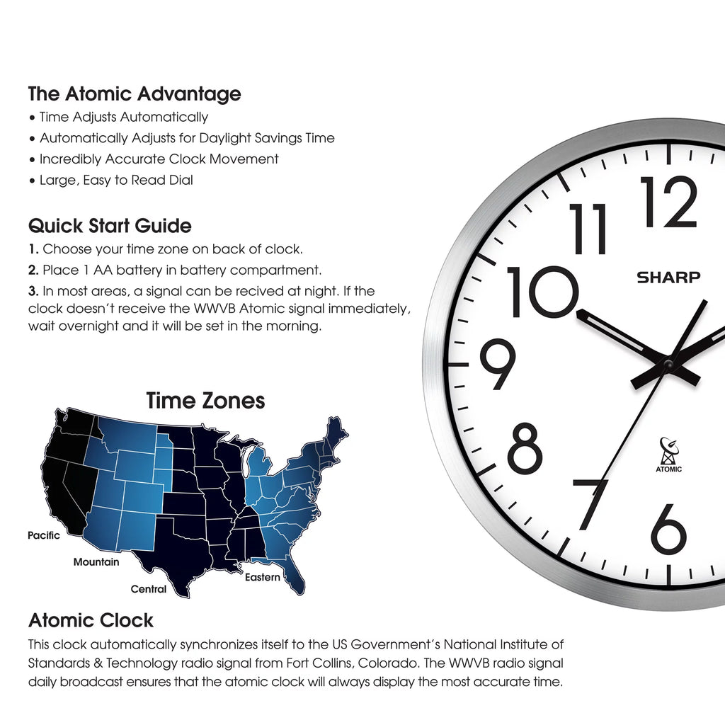 Silver Brushed Finish 12" Wall Clock L9792