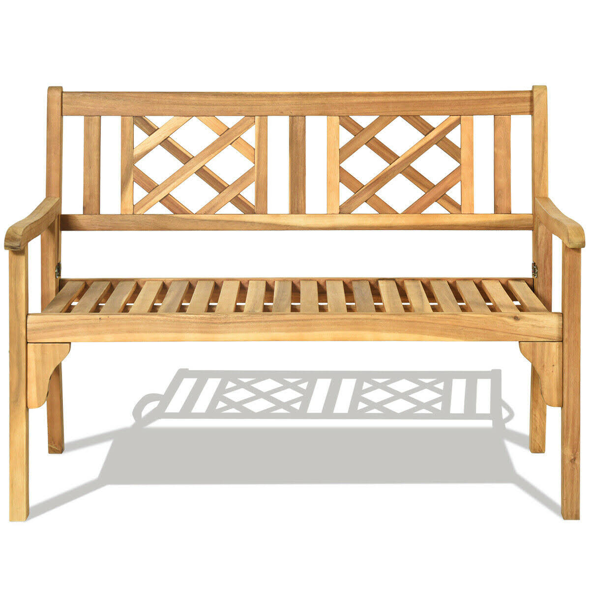 Patio Foldable Bench with Curved Backrest and Armrest K210