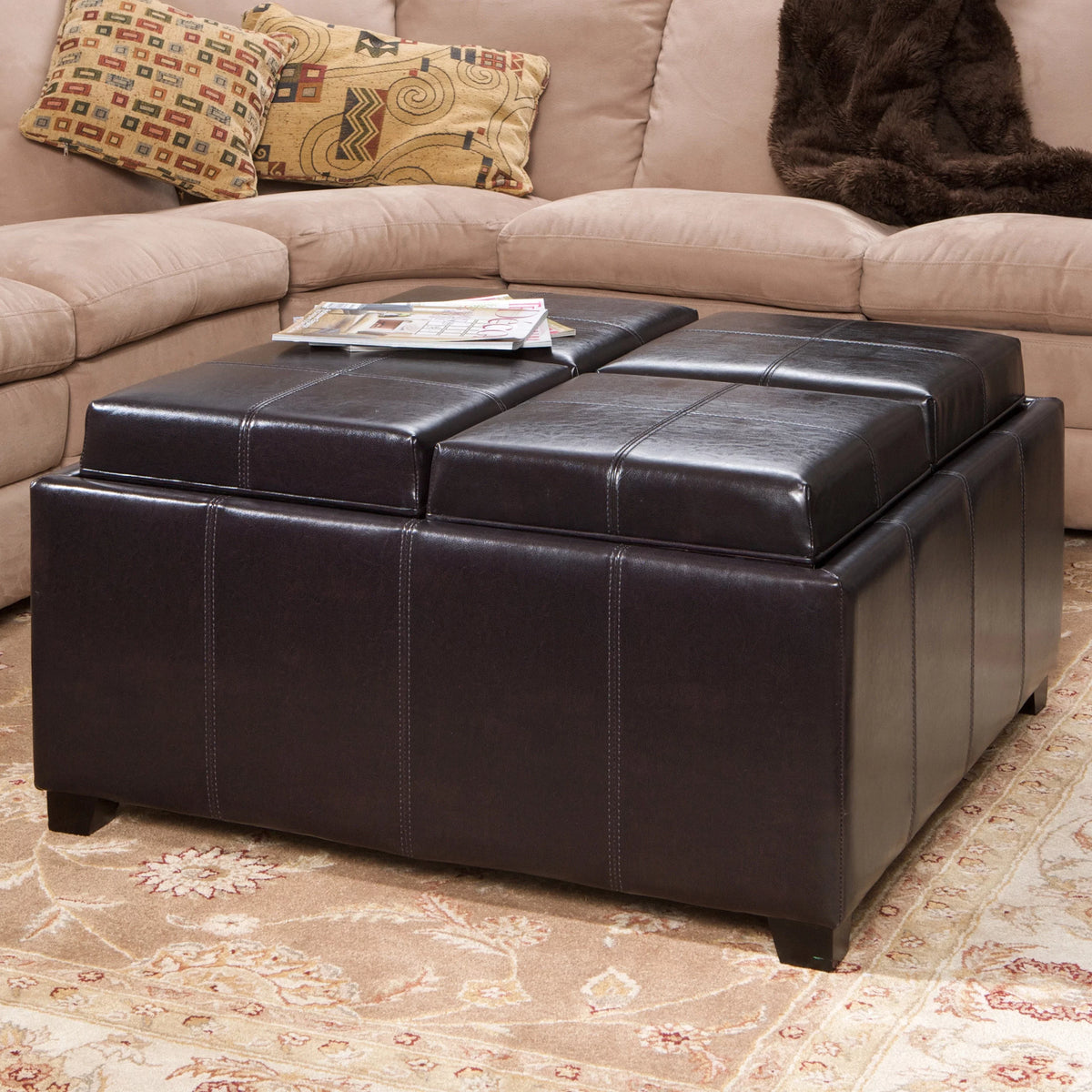 Bonded Leather Storage Ottoman S975
