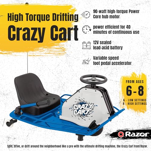 Blue 12 MPH Drifting Cart with 40 Min Ride Time O72385