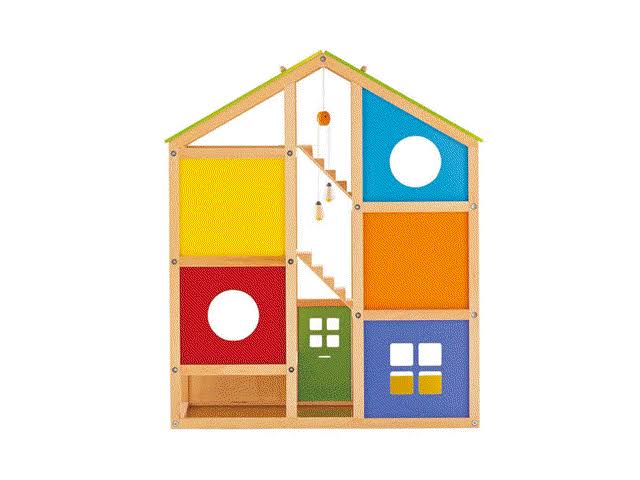 6 Room Wooden Dollhouse Bundle with Wooden Family Play Toy Car B68525
