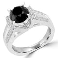 14K White Gold Black Diamond Engagement Ring E8525