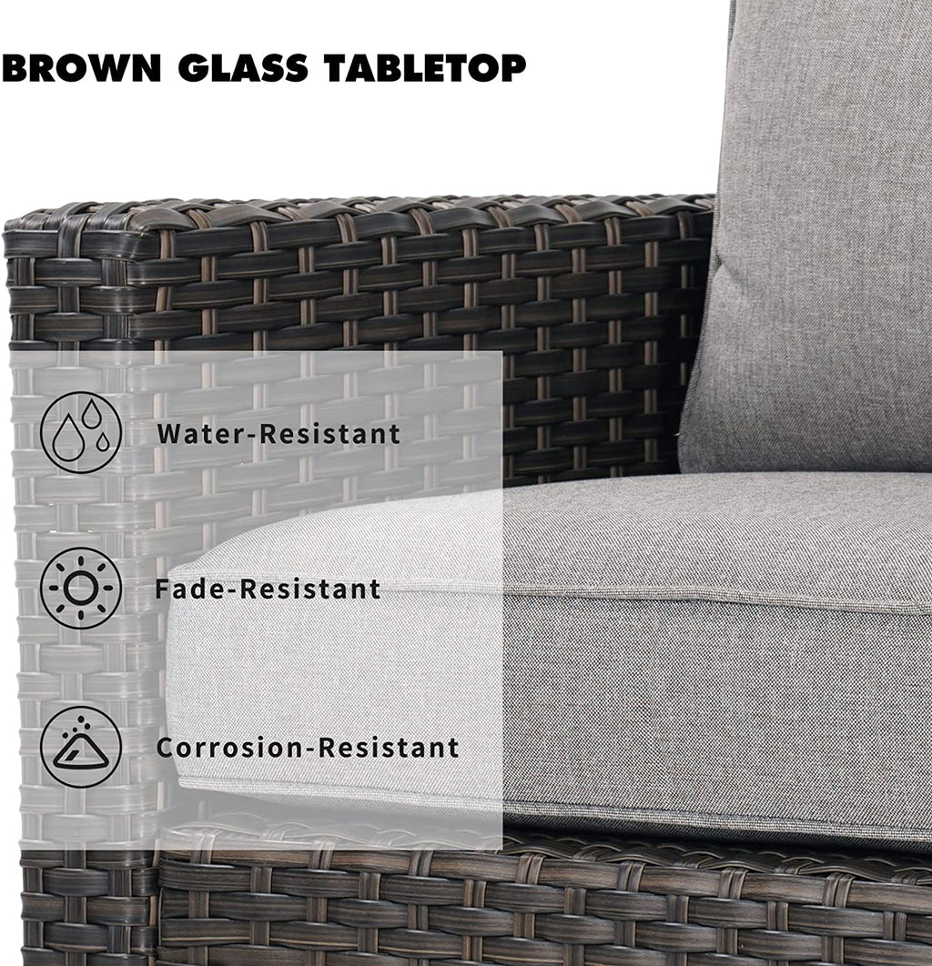 Patio Wicker Sectional Sofa with Thick Cushions and Steel Frame N1685