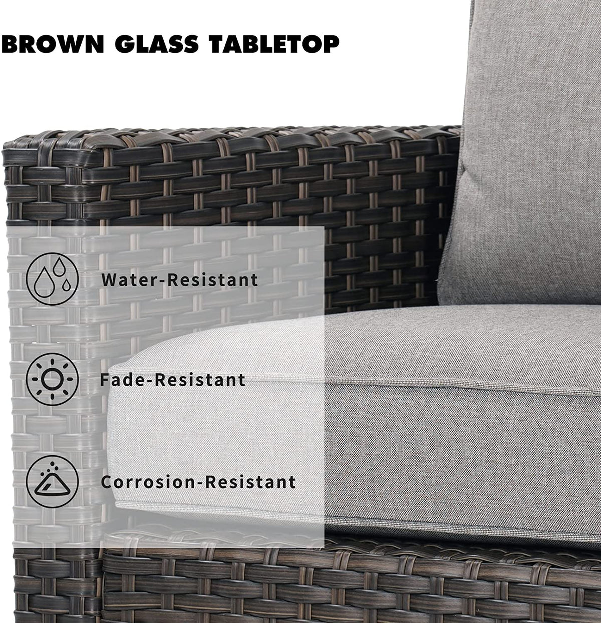 Patio Wicker Sectional Sofa with Thick Cushions and Steel Frame N1685