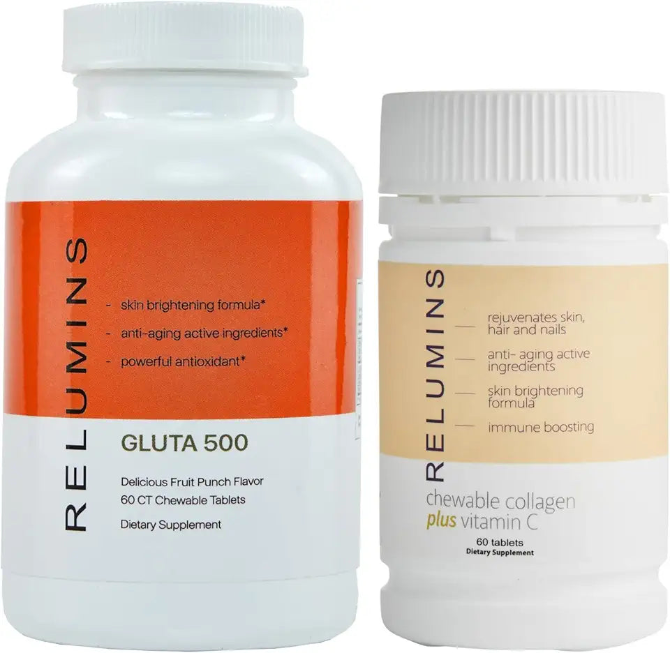 Chewable Glutathione Complex 60CT & Peach-Flavored Collagen Supplement Tablets U466220