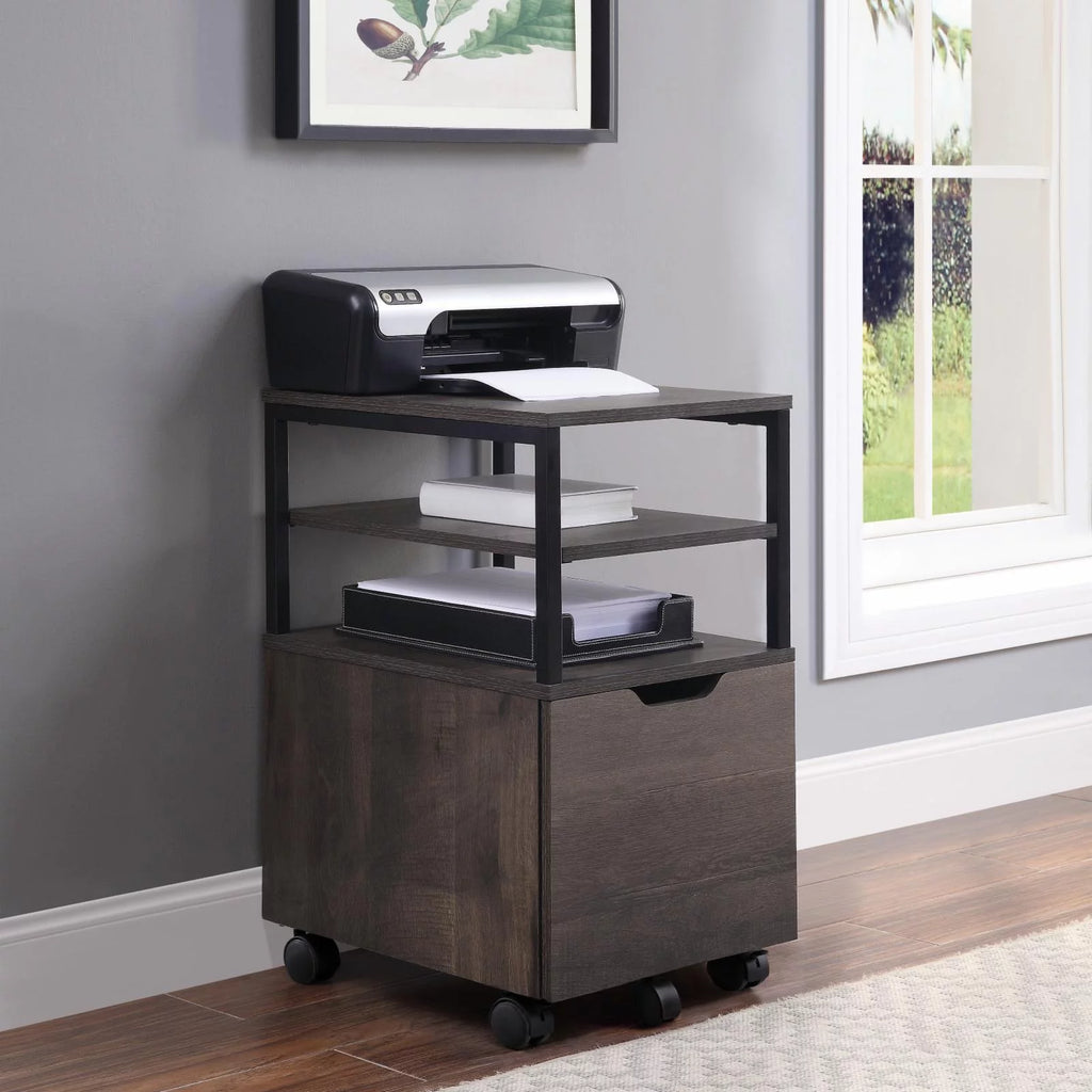 Wood 1-Drawer Mobile Storage Cart J267