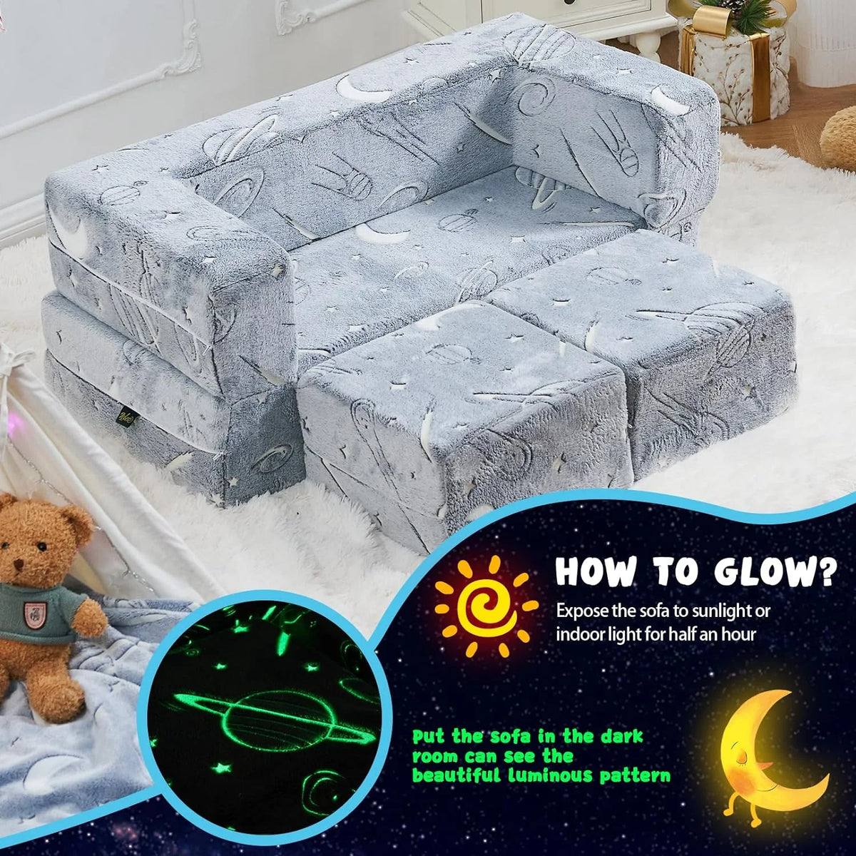 Glow in The Dark 3 in 1 Kids Sofa B20808
