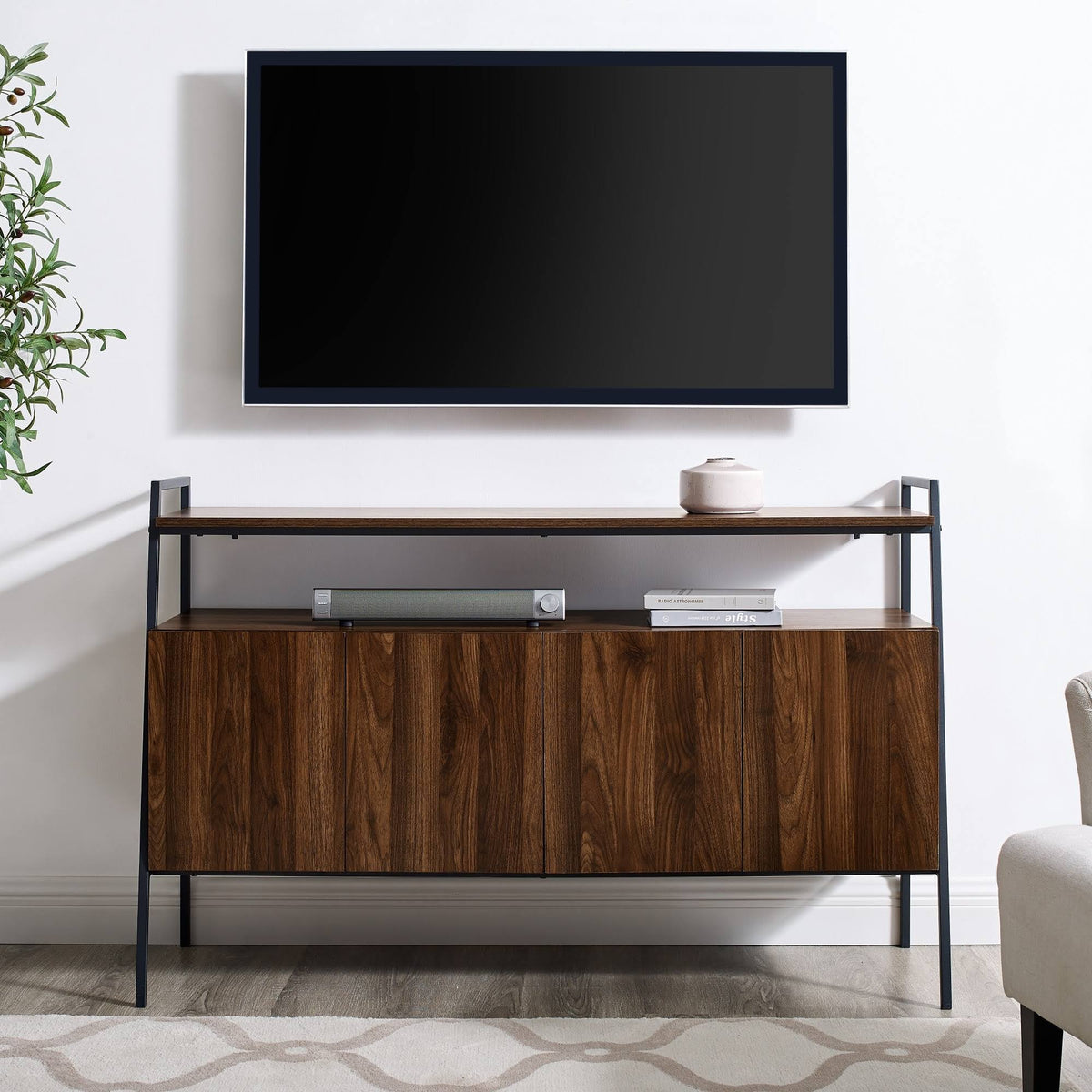 52-Inch Modern TV Stand Console Dark Walnut N58703