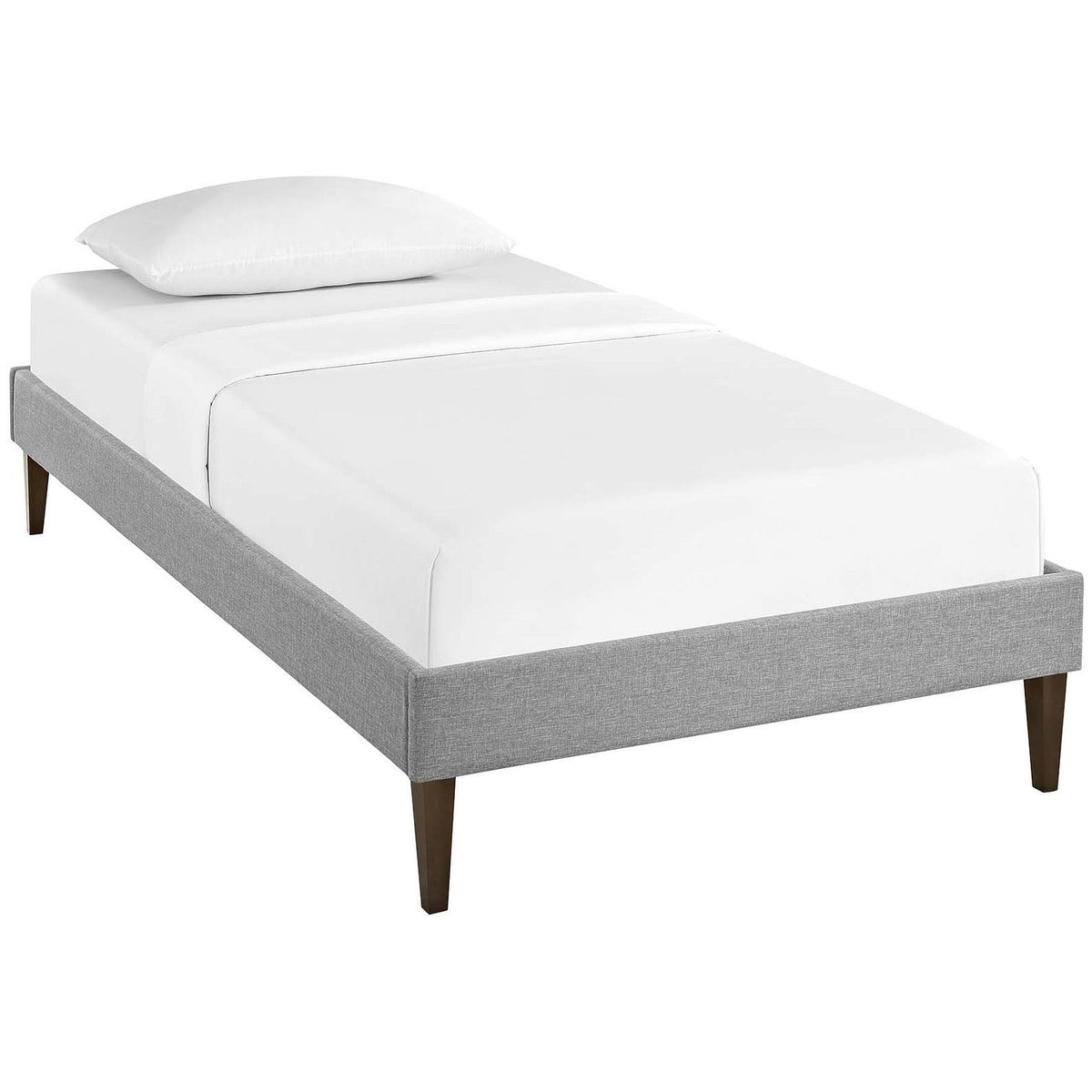 Twin Fabric Bed Frame with Squared Tapered Legs, Light Gray G101
