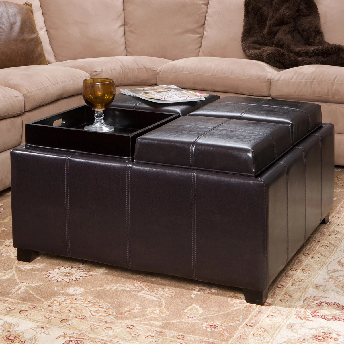 Bonded Leather Storage Ottoman S975