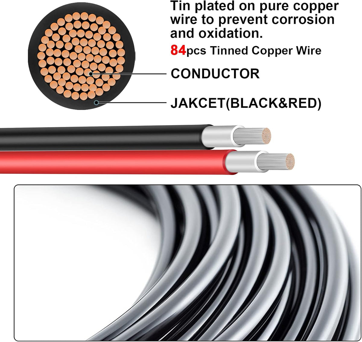 6FT 10AWG Solar Extension Cable with Female and Male Connector P544310