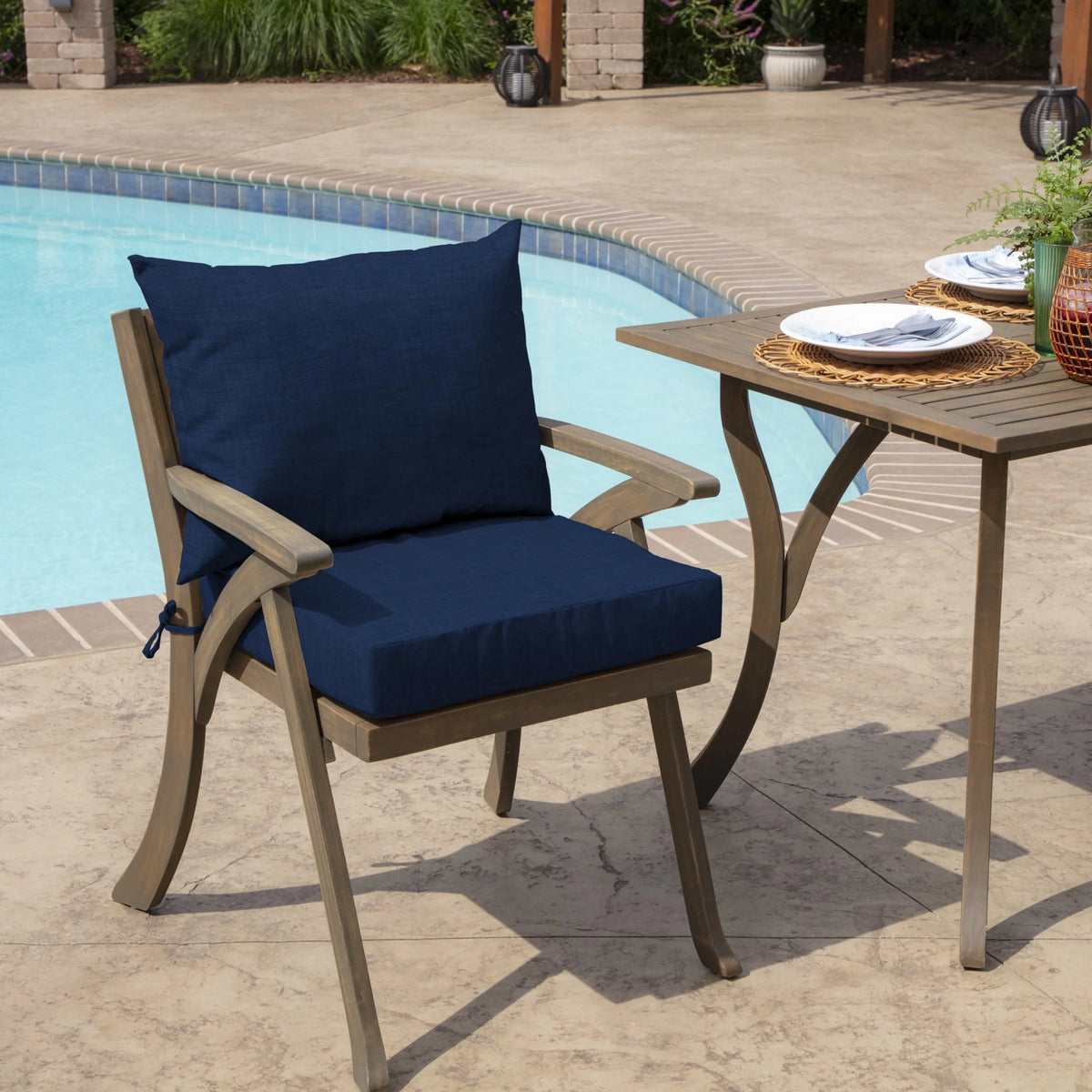 Sapphire Blue Outdoor Dining Chair Cushion Set 21 x 21 J403796
