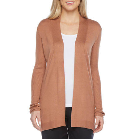 Beige Long Sleeve Open Front Cardigan B771993