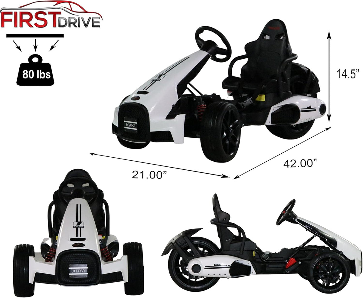 Kids Electric Go Kart 12V White Ride On Toy Car O497287